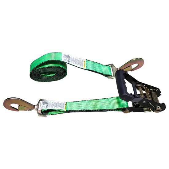 51BR2464HF-12 2 x 24 Black Ratchet Strap with Twisted Snap Hooks - High Visibility Green