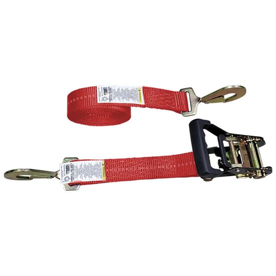 51BR2464R-12 2 x 24 Black Ratchet Strap with Twisted Snap Hooks - Red
