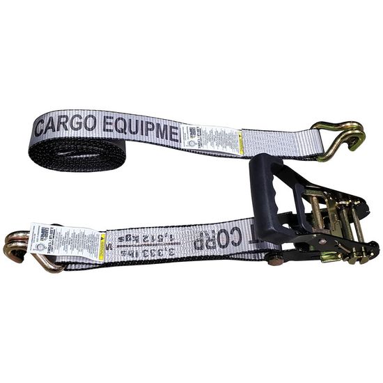 51BR2484G-12 2 x 24 Black Ratchet Strap with Wire Hooks - Gray