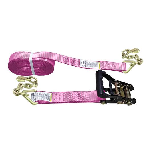 51BR2740P-12 2 x 27 Black Ratchet Strap with Chain Anchors - Pink