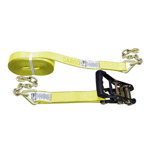 51BR2740Y-12 2 x 27 Black Ratchet Strap with Chain Anchors - Yellow