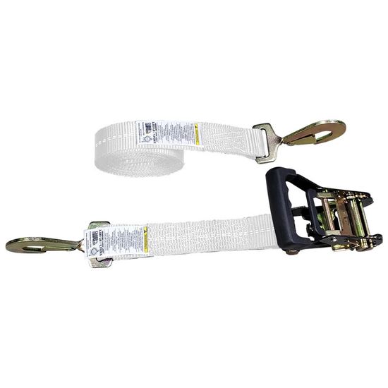 51BR2764N-12 2 x 27 Black Ratchet Strap with Twisted Snap Hooks - White