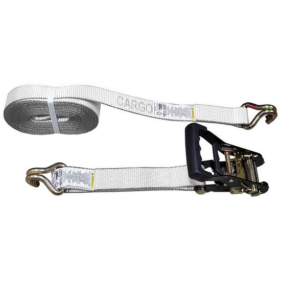 51BR2784N-12 2 x 27 Black Ratchet Strap with Wire Hooks - White