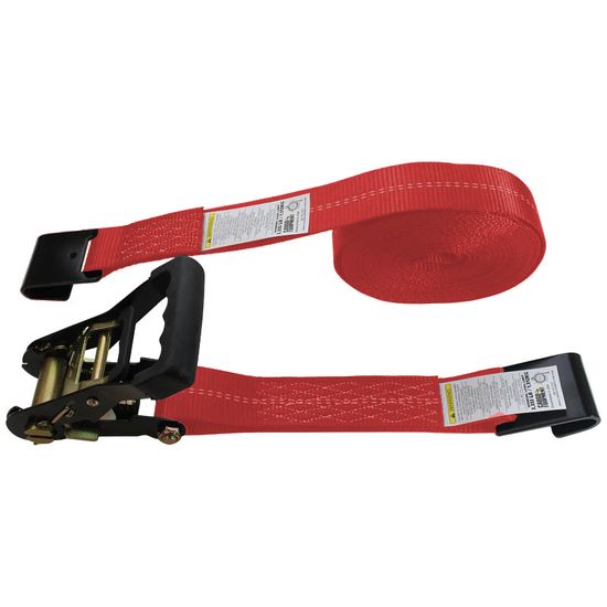 51BR3020R-12-6PK 2 x 30 Ratchet Straps with Flat Hooks Storage Bag 6 Pack - Red