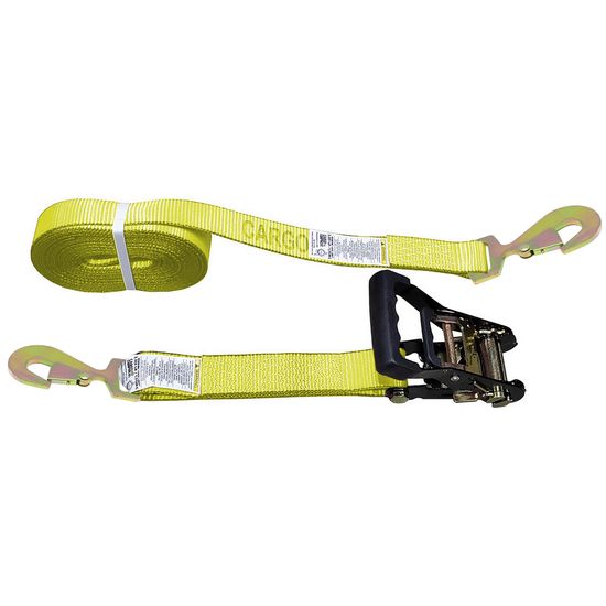 51BR3563Y-12 2 x 35 Black Ratchet Strap with Flat Snap Hooks - Yellow