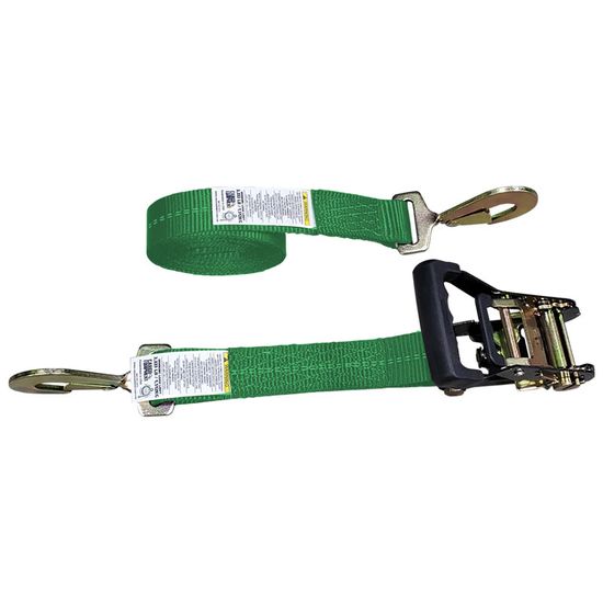 51BR3564F-12 2 x 35 Black Ratchet Strap with Twisted Snap Hooks - Green