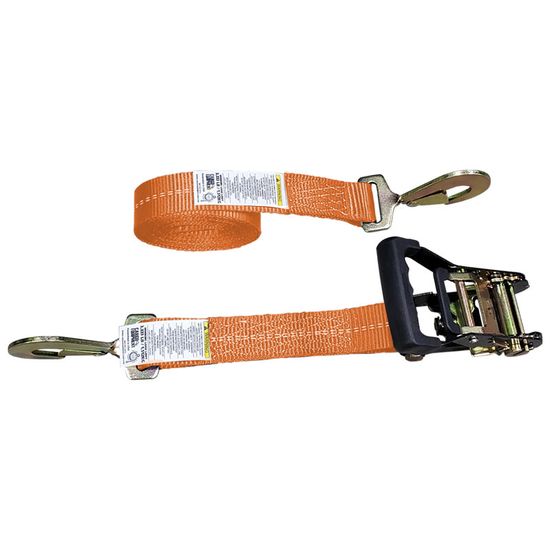 51BR3564O-12 2 x 35 Black Ratchet Strap with Twisted Snap Hooks - Orange