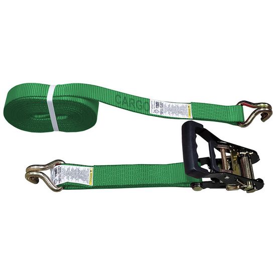 51BR3584F-12 2 x 35 Black Ratchet Strap with Wire Hooks - Green
