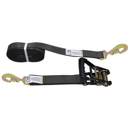 51BR4063B-12 2 x 40 Black Ratchet Strap with Flat Snap Hooks - Black