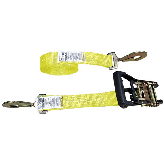 51BR4064Y-12 2 x 40 Black Ratchet Strap with Twisted Snap Hooks - Yellow