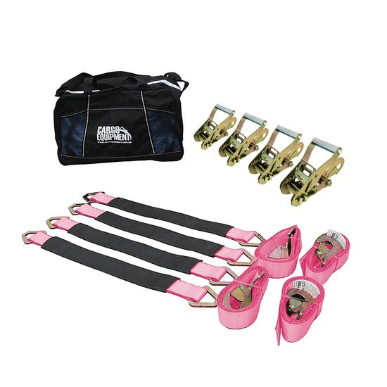 51HK0864P-AXLE-PACK-36 2 x 8 10HK Direct Hook Ratchet Strap  36 Axle Strap Pack Twisted Snap Hooks Storage Bag - Pink