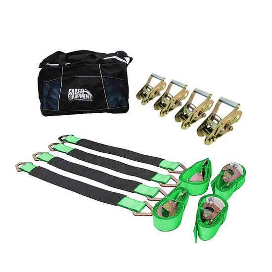 51HK1064HF-AXLE-PACK-12 2 x 10 10HK Direct Hook Ratchet Strap  12 Axle Strap Pack Twisted Snap Hooks Storage Bag - High Visibility Green