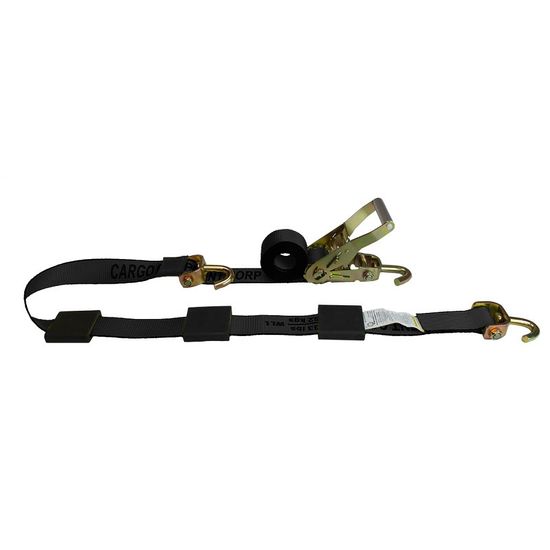 51SJ1071B-AUTO1 2 x 10 Ratchet Tire Strap wFixed End Swivel J-Hook - Black