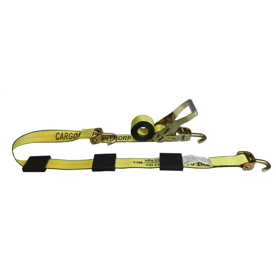 51SJ1071Y-AUTO1 2 x 10 Ratchet Tire Strap wFixed End Swivel J-Hook - Yellow