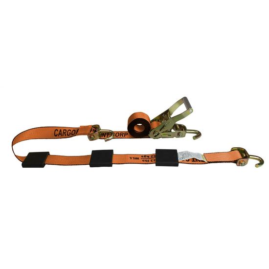 51SJ1271O-AUTO1 2 x 12 Ratchet Tire Strap wFixed End Swivel J-Hook - Orange