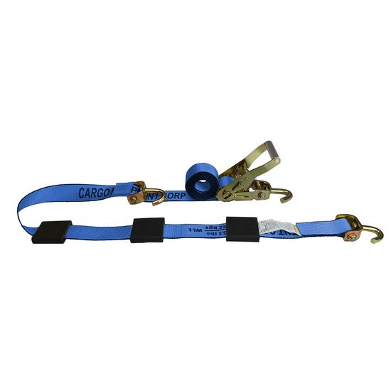 51SJ1471BL-AUTO1 2 x 14 Ratchet Tire Strap wFixed End Swivel J-Hook - Blue