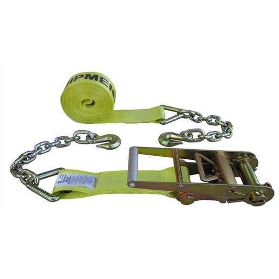 552740Y-12 3 x 27 Ratchet Strap With Chain Anchors - Yellow