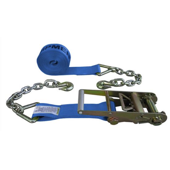 553040BL-12 3 x 30 Ratchet Strap With Chain Anchors - Blue