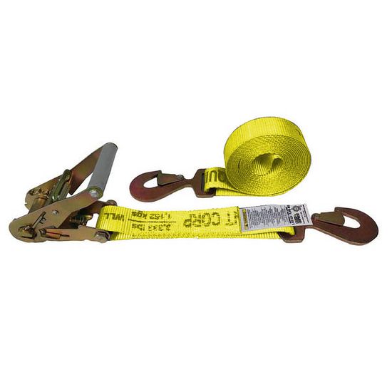 571063Y-12 2 x 10 Ratchet Strap with Flat Snap Hooks - Yellow