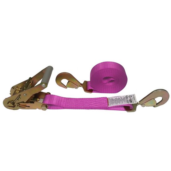 571464P-12 2 x 14 Ratchet Strap with Twisted Snap Hooks - Pink