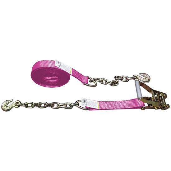 571640P-12 2 x 16 Ratchet Strap with Chain Anchors - Pink
