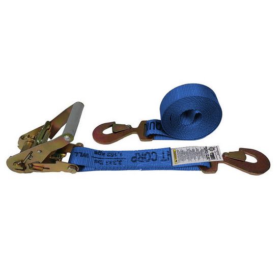 571863BL-12 2 x 18 Ratchet Strap with Flat Snap Hooks - Blue