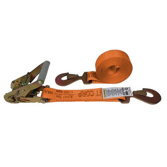 571863O-12 2 x 18 Ratchet Strap with Flat Snap Hooks - Orange