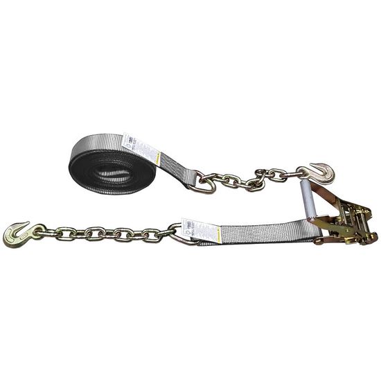 572040G-12 2 x 20 Ratchet Strap with Chain Anchors - Gray