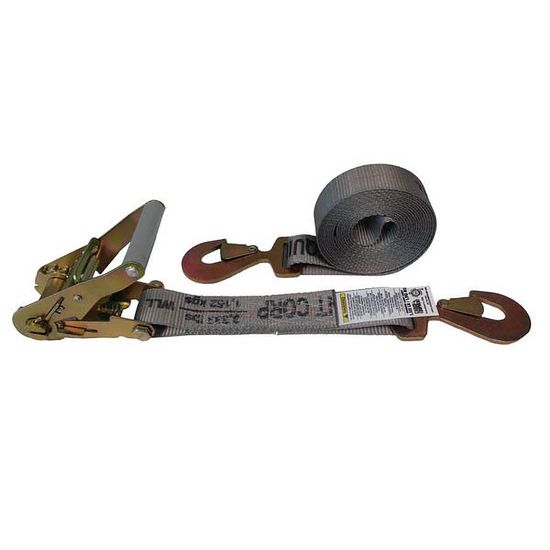 572063G-12 2 x 20 Ratchet Strap with Flat Snap Hooks - Gray