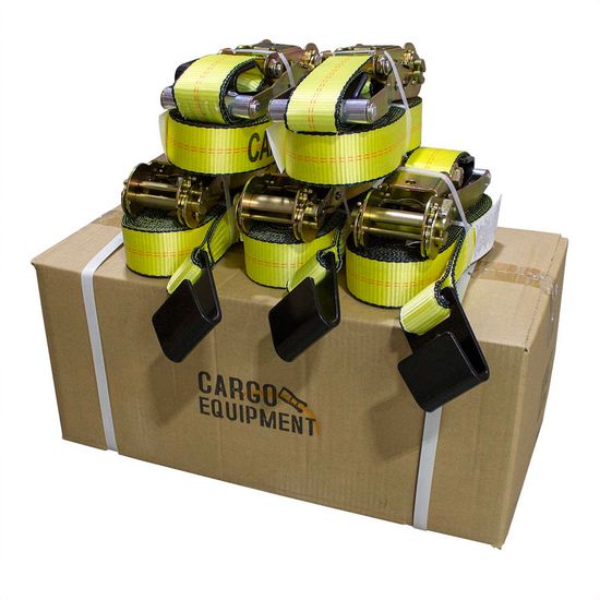 572720Y-12-BOX 2 x 27 Ratchet Strap with Flat Hooks - Yellow - Box of 10