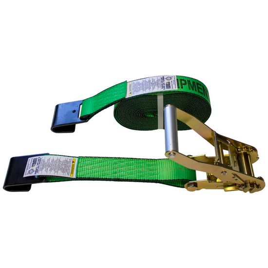 573020HF-12 2 x 30 Ratchet Strap With Flat Hooks - Hi-Vis Green