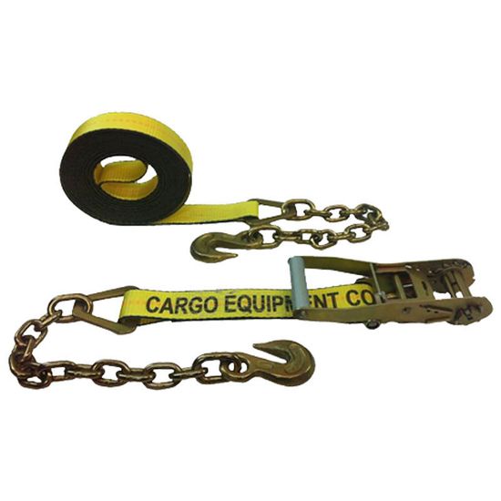 573040Y-12 2 x 30 Ratchet Strap with Chain Anchors - Yellow