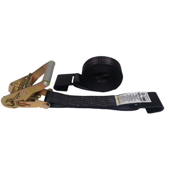 573520B-12 2 x 35 Ratchet Strap with Flat Hooks - Black