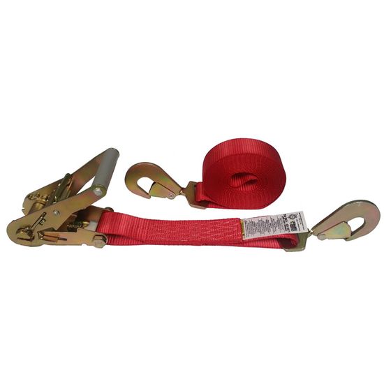 573564R-12 2 x 35 Ratchet Strap with Twisted Snap Hooks - Red