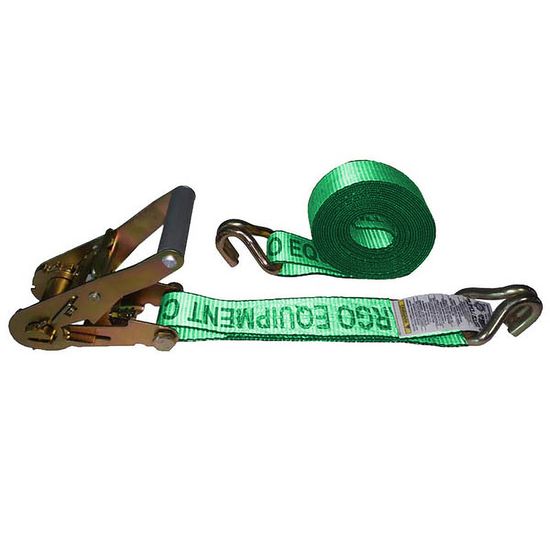 573584HF-12 2 x 35 Ratchet Strap with Wire Hooks - High Visibility Green