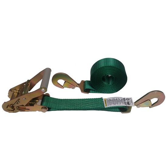 574064F-12 2 x 40 Ratchet Strap with Twisted Snap Hooks - Green