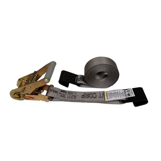 575020G-12 2 x 50 Ratchet Strap with Flat Hooks - Gray