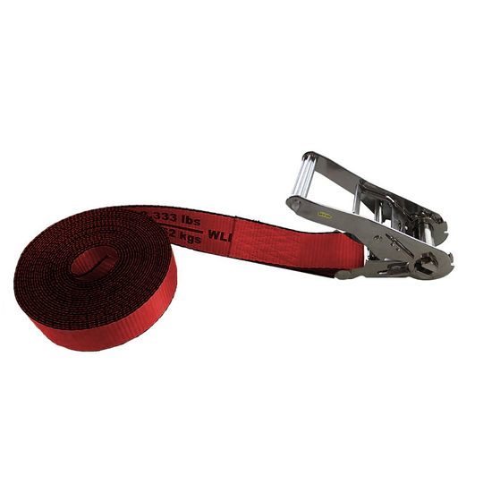 57SS0800R 2 x 8 Endless Loop Stainless Steel Ratchet Strap - Red