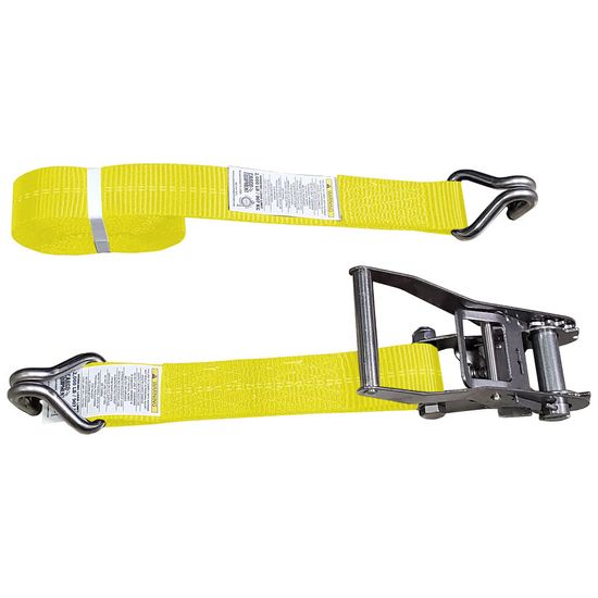 57SS2084SSY-12 2 x 20 Stainless Steel Ratchet Strap with Stainless Steel Wire Hook - Yellow