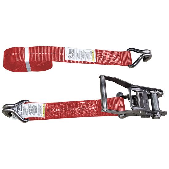 57SS2284SSR-12 2 x 22 Stainless Steel Ratchet Strap with Stainless Steel Wire Hook - Red