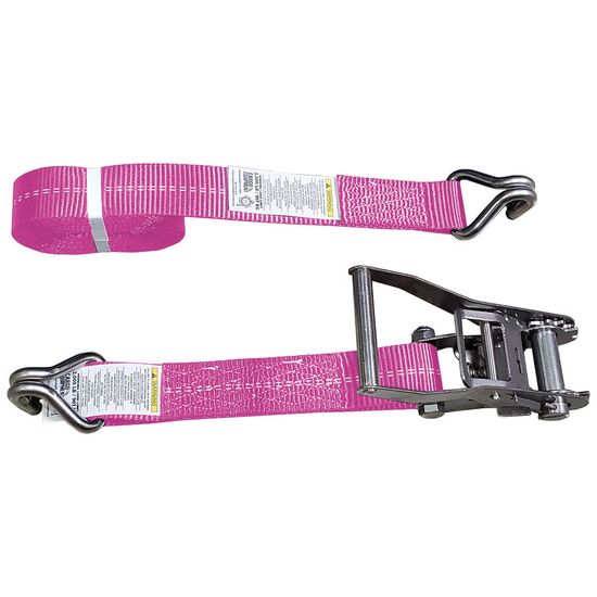 57SS2684SSP-12 2 x 26 Stainless Steel Ratchet Strap with Stainless Steel Wire Hook - Pink