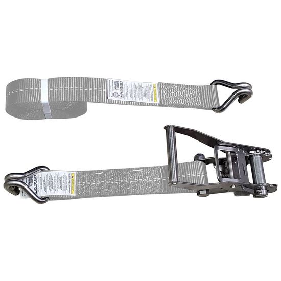 57SS3084SSG-12 2 x 30 Stainless Steel Ratchet Strap with Stainless Steel Wire Hook - Gray