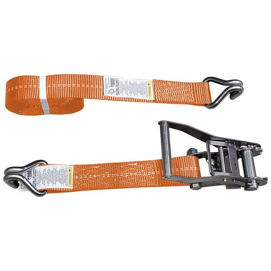 57SS3084SSO-12 2 x 30 Stainless Steel Ratchet Strap with Stainless Steel Wire Hook - Orange