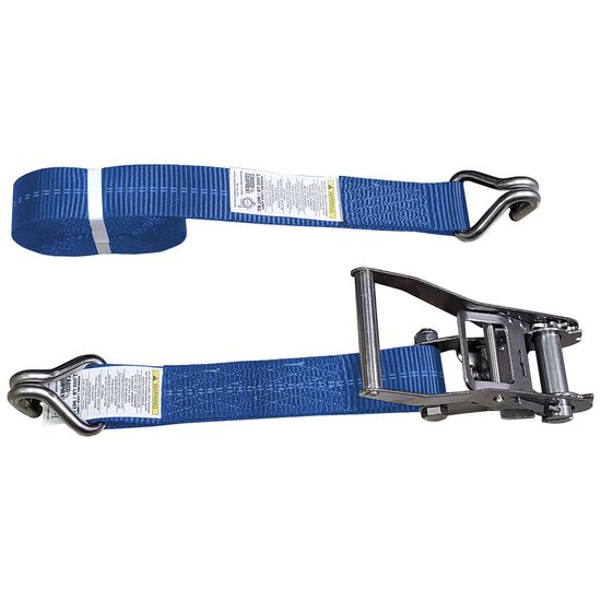57SS3584SSBL-12 2 x 35 Stainless Steel Ratchet Strap with Stainless Steel Wire Hook - Blue