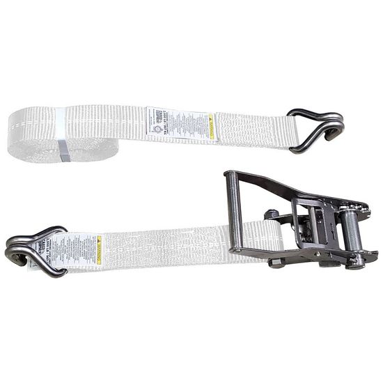 57SS4584SSN-12 2 x 45 Stainless Steel Ratchet Strap with Stainless Steel Wire Hook - White