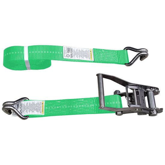 57SS5084SSHF-12 2 x 50 Stainless Steel Ratchet Strap with Stainless Steel Wire Hook - High Visibility Green