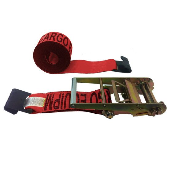 592721R-12 4 x 27 Ratchet Strap with Flat Hooks - Red