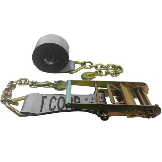 594040G-12 4 x 40 Ratchet Strap with Chain Anchors - Gray