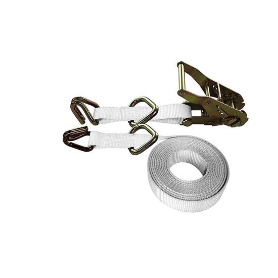 7108-81-45-N-24 1 x 8 Ratchet Strap with Wire Hook D-Ring - White