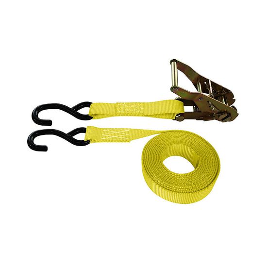 710886Y-6 1 x 8 Ratchet Strap with HD S-Hooks - Yellow